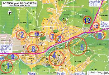 Stadtplan von Roznov pod Radhostem